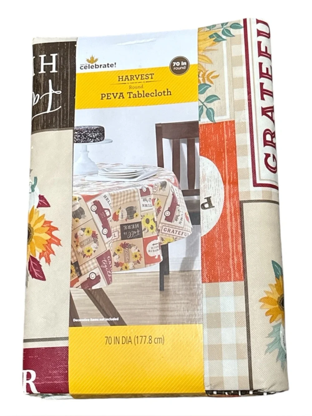 Harvest PEVA Round Tablecloth – Multicolor